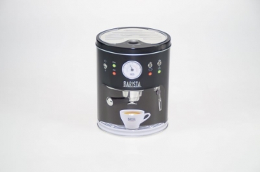 Aufbewahrungsdose in schwarz in Form einer Kaffeemaschine für 500g lose Kaffeebohnen